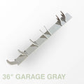 36-inch hook rack in garage gray
