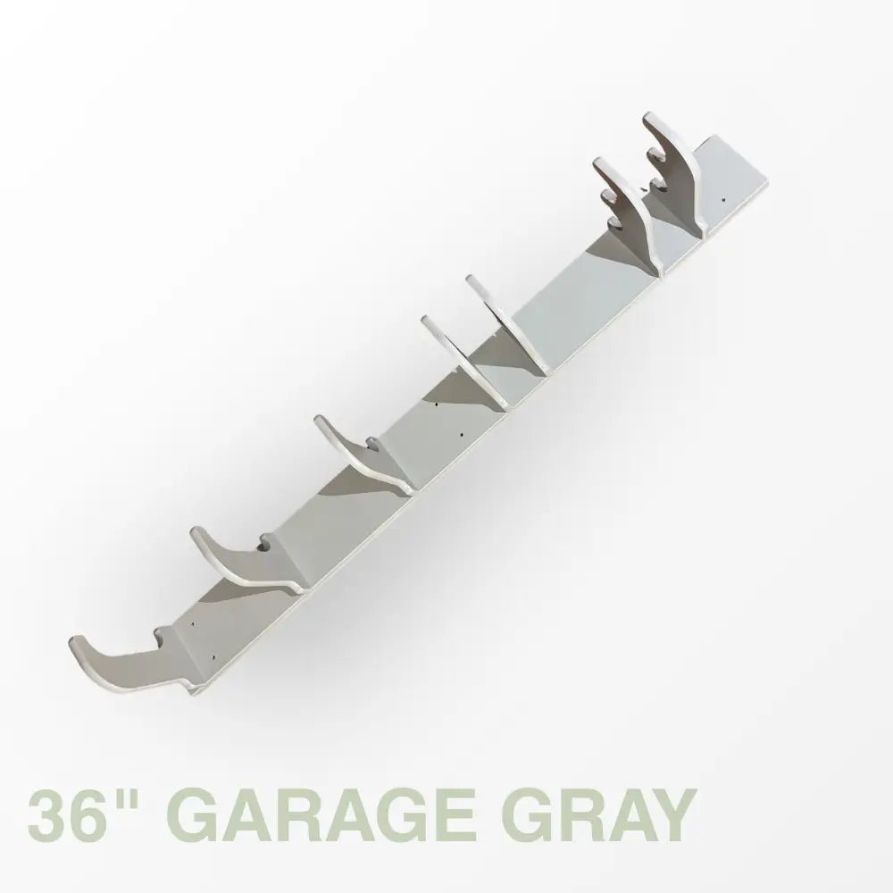 36-inch hook rack in garage gray