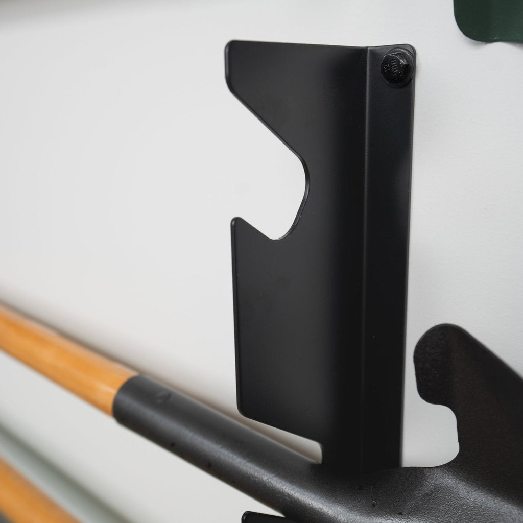 Close-up of a tool handle resting in the organizer slot