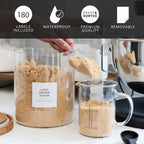 Brown sugar in a labeled jar; 180 waterproof, removable labels