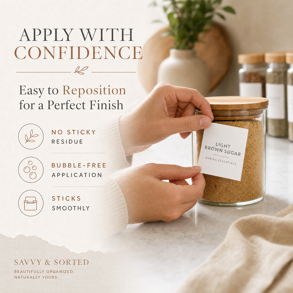Applying a removable label to a jar; no sticky residue