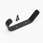 Single black Crozet hook with its mounting screws