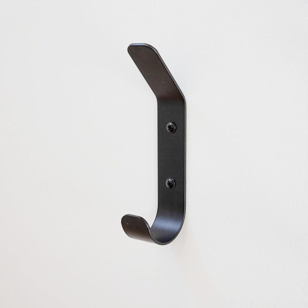 Close-up of a single black Crozet wall hook