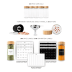 What's included: 24 round jars, grinder, funnel, 24 sifters, 286 spice labels and 88 expiration labels
