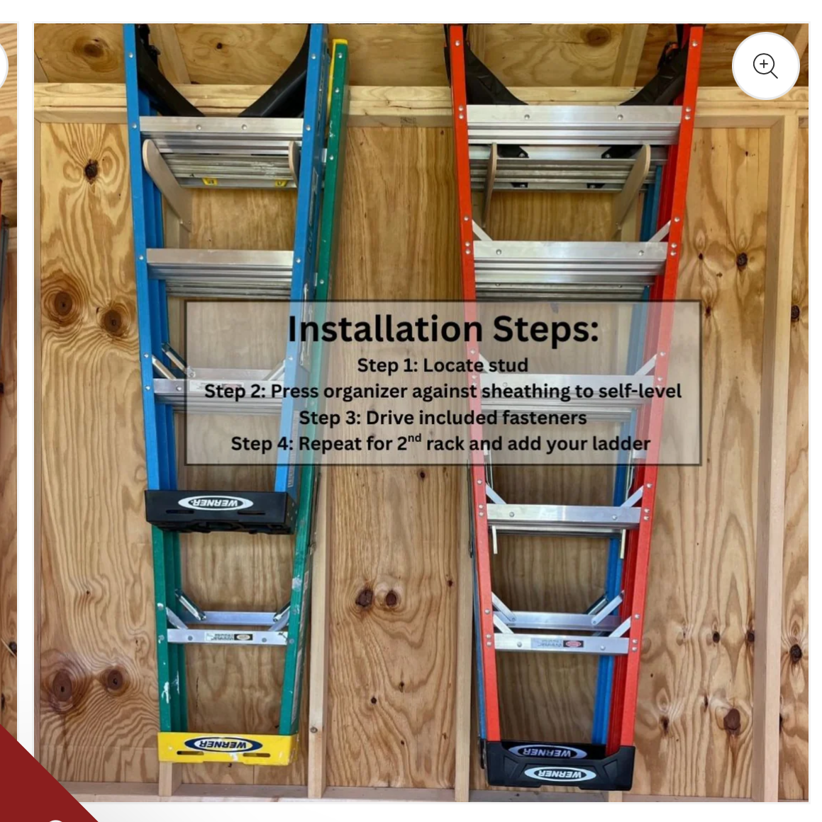 Stepladders hanging on the ladder organizer, with installation steps