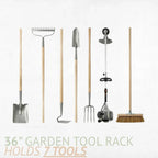 36-inch garden tool rack holds 7 tools