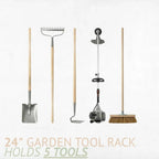 24-inch garden tool rack holds 5 tools
