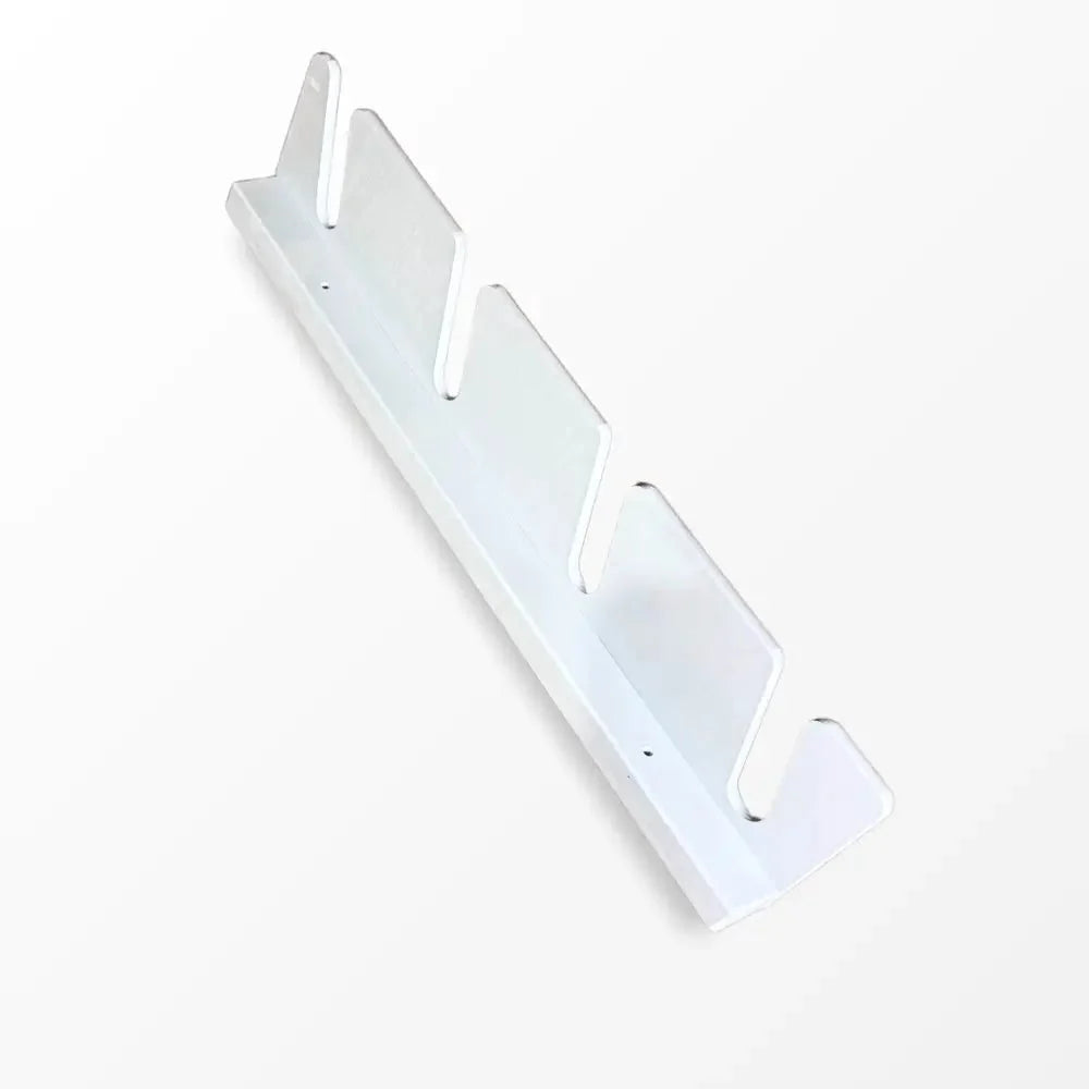 White wall-mounted ski rack rail
