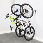 Two bikes hanging on WheelRest wall hooks